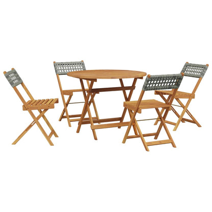 3 Piece Bistro Set Poly Rattan and Solid Wood Grey 90 x 75 cm