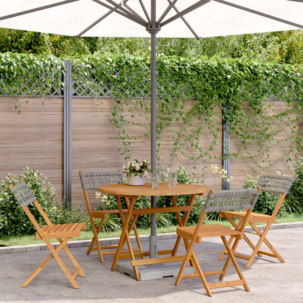 3 Piece Bistro Set Poly Rattan and Solid Wood Grey 90 x 75 cm