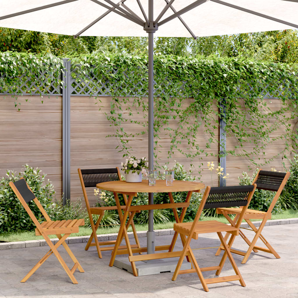 vidaXL 5 Piece Garden Dining Set Black Polypropylene and Solid Wood 1