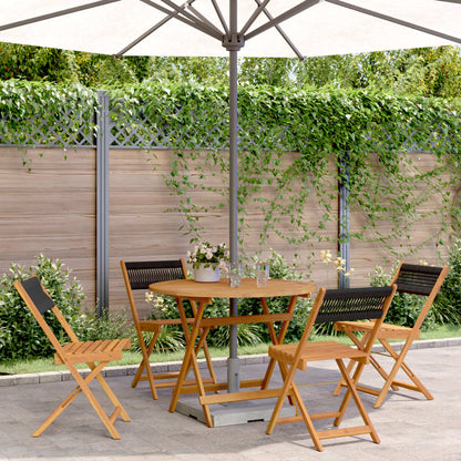 vidaXL 5 Piece Garden Dining Set Black Polypropylene and Solid Wood 1