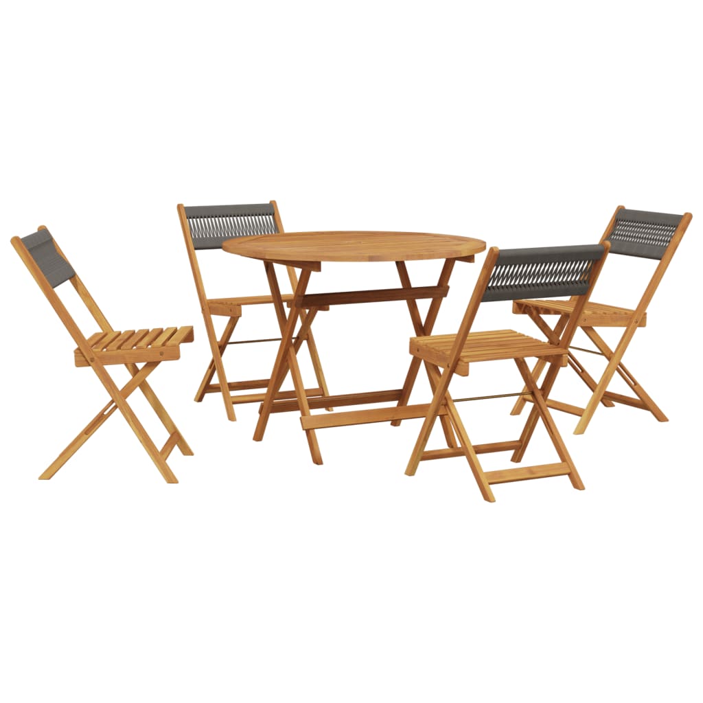 vidaXL 5 Piece Garden Dining Set Grey Polypropylene and Solid Wood 2