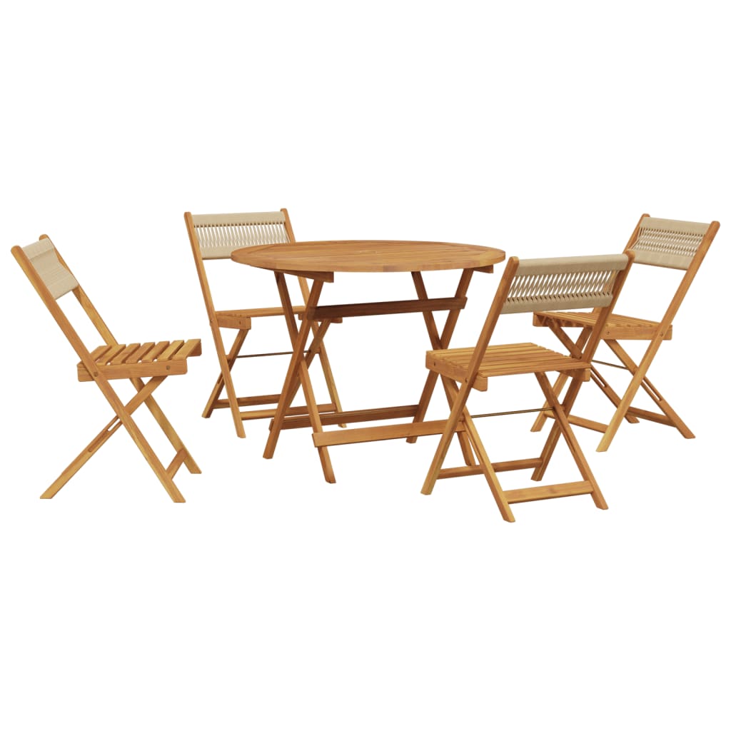 vidaXL 5 Piece Garden Dining Set Beige Polypropylene and Solid Wood 2