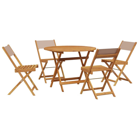 vidaXL 5 Piece Garden Dining Set Taupe Fabric and Solid Wood 2