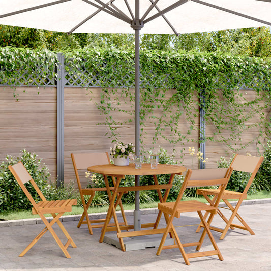 vidaXL 5 Piece Garden Dining Set Taupe Fabric and Solid Wood 1
