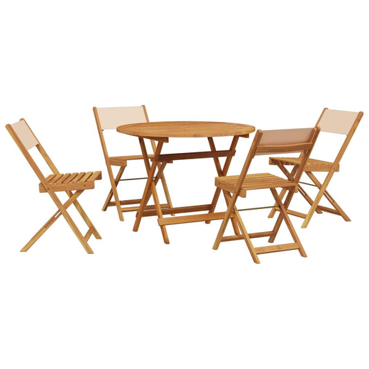 vidaXL 5 Piece Garden Dining Set Beige Fabric and Solid Wood 2