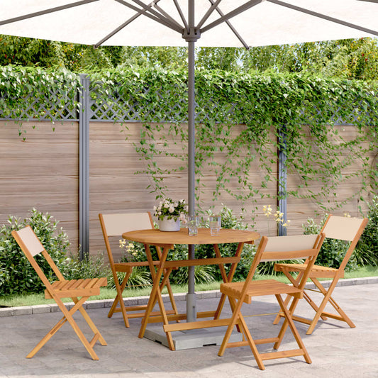 vidaXL 5 Piece Garden Dining Set Beige Fabric and Solid Wood 1