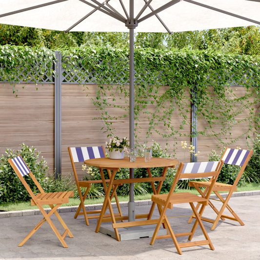 vidaXL 5 Piece Garden Dining Set Blue and White Fabric and Solid Wood 1