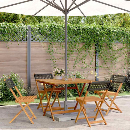 vidaXL 5 Piece Garden Dining Set Black Poly Rattan and Solid Wood 1
