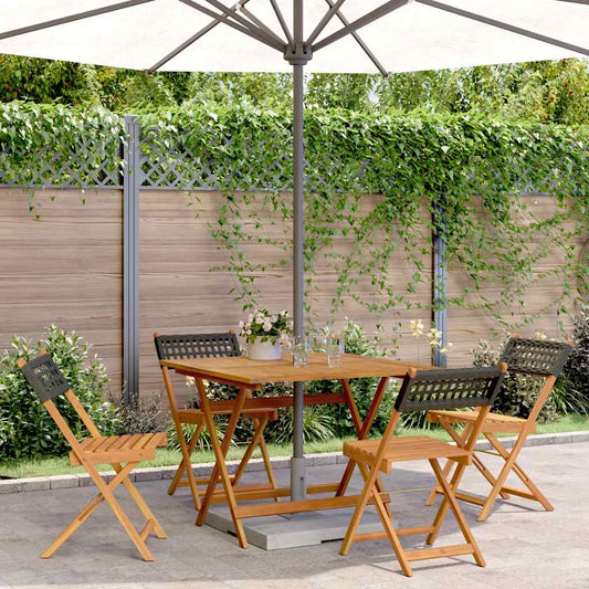 vidaXL 5 Piece Garden Dining Set Black Poly Rattan and Solid Wood 1