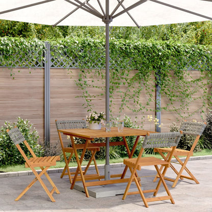 vidaXL 5 Piece Garden Dining Set Grey Poly Rattan and Solid Wood 1
