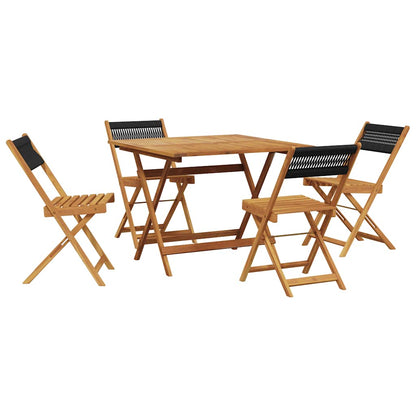 vidaXL 5 Piece Garden Dining Set Black Polypropylene and Solid Wood 2
