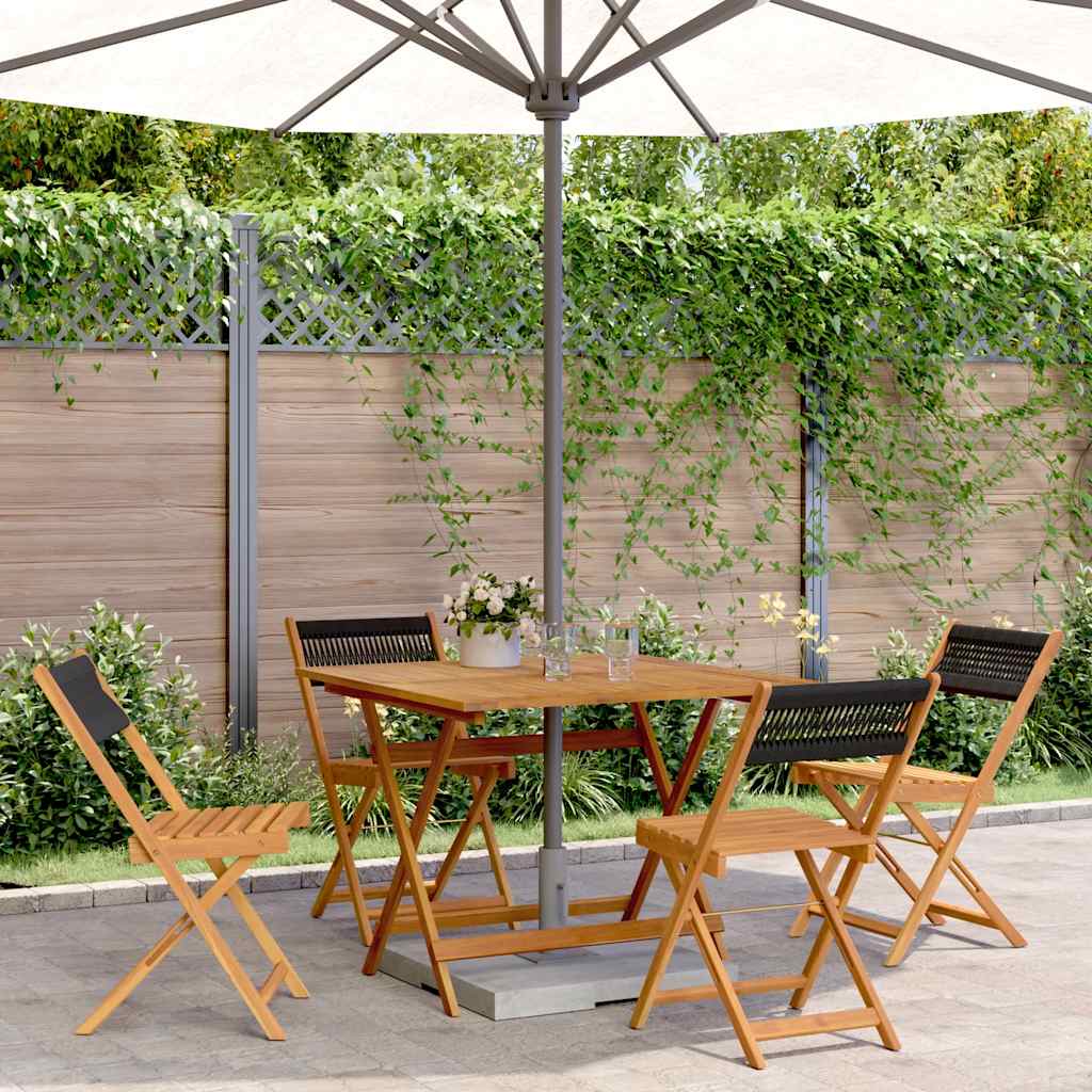 vidaXL 5 Piece Garden Dining Set Black Polypropylene and Solid Wood 1