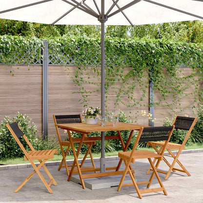 vidaXL 5 Piece Garden Dining Set Black Polypropylene and Solid Wood 1