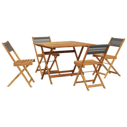 vidaXL 5 Piece Garden Dining Set Grey Polypropylene and Solid Wood 2