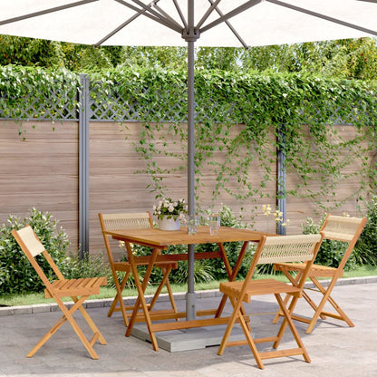 vidaXL 5 Piece Garden Dining Set Beige Polypropylene and Solid Wood 1