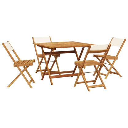 vidaXL 5 Piece Garden Dining Set Cream White Fabric and Solid Wood 2