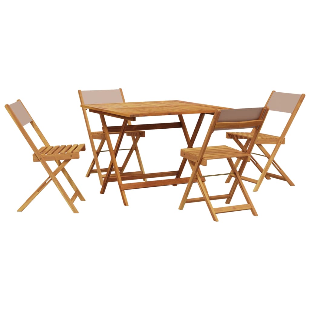 vidaXL 5 Piece Garden Dining Set Taupe Fabric and Solid Wood 2