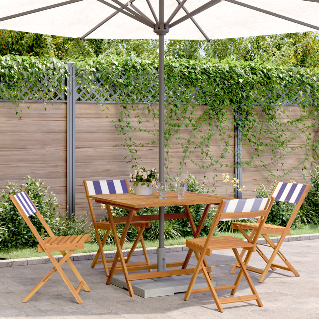 vidaXL 5 Piece Garden Dining Set Blue and White Fabric and Solid Wood 1