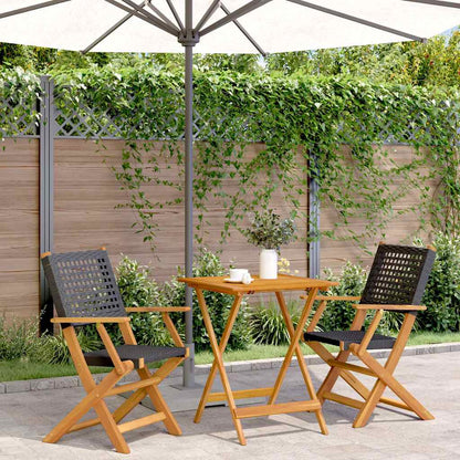 vidaXL 3 Piece Bistro Set Poly Rattan and Solid Wood