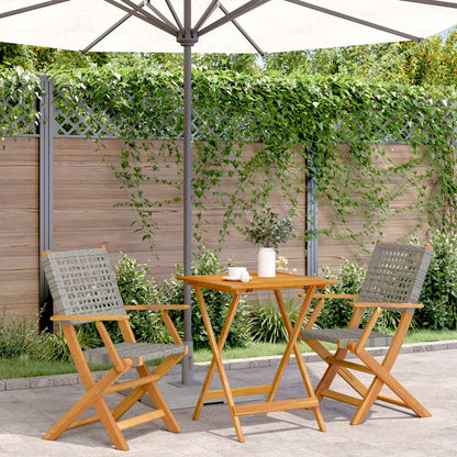 vidaXL 3 Piece Bistro Set Poly Rattan and Solid Wood