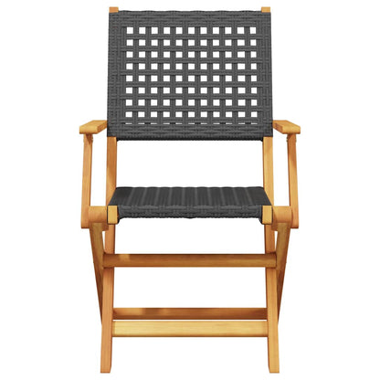 vidaXL 5 Piece Garden Dining Set Black Poly Rattan and Solid Wood 4