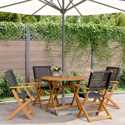 vidaXL 5 Piece Garden Dining Set Black Poly Rattan and Solid Wood 1