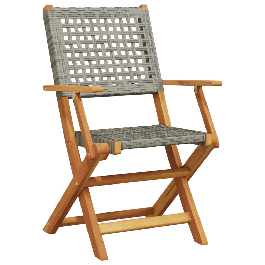 vidaXL 5 Piece Garden Dining Set Grey Poly Rattan and Solid Wood 3