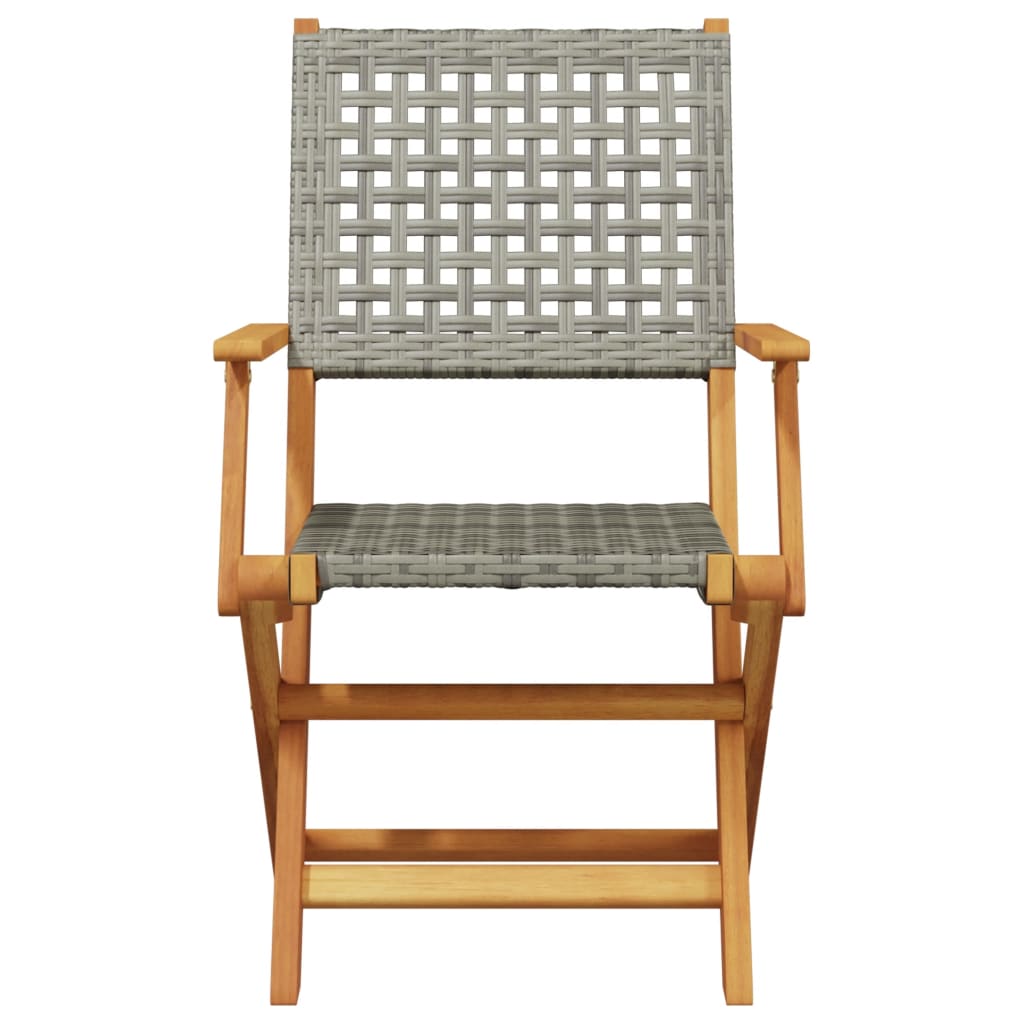 vidaXL 5 Piece Garden Dining Set Grey Poly Rattan and Solid Wood 4