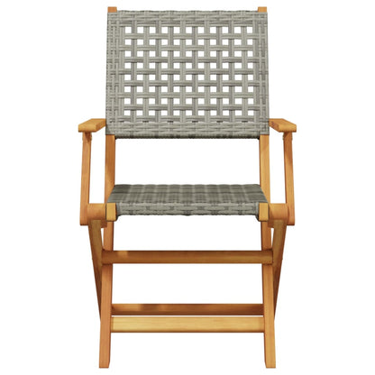 vidaXL 5 Piece Garden Dining Set Grey Poly Rattan and Solid Wood 4