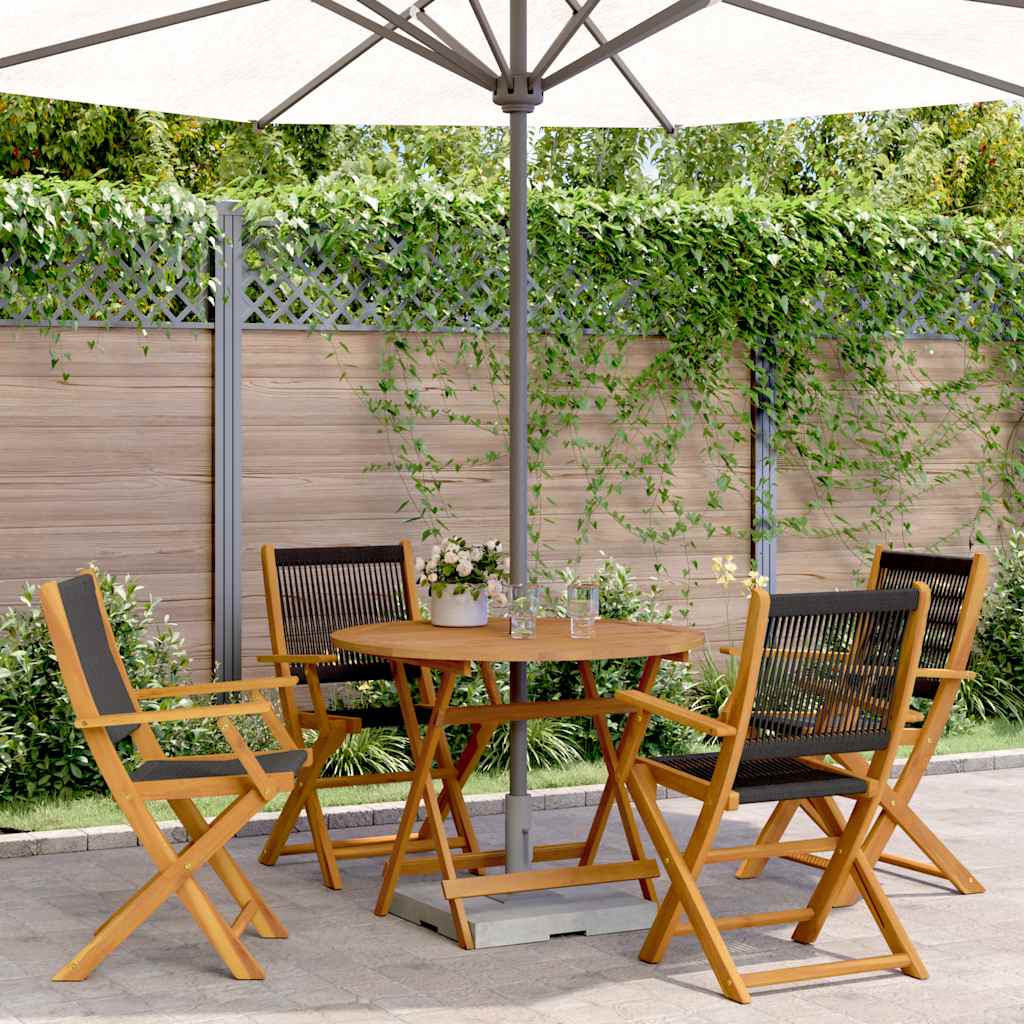 vidaXL 5 Piece Garden Dining Set Black Polypropylene and Solid Wood 1