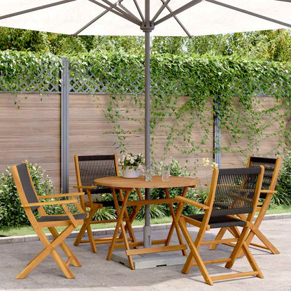 vidaXL 5 Piece Garden Dining Set Black Polypropylene and Solid Wood 1