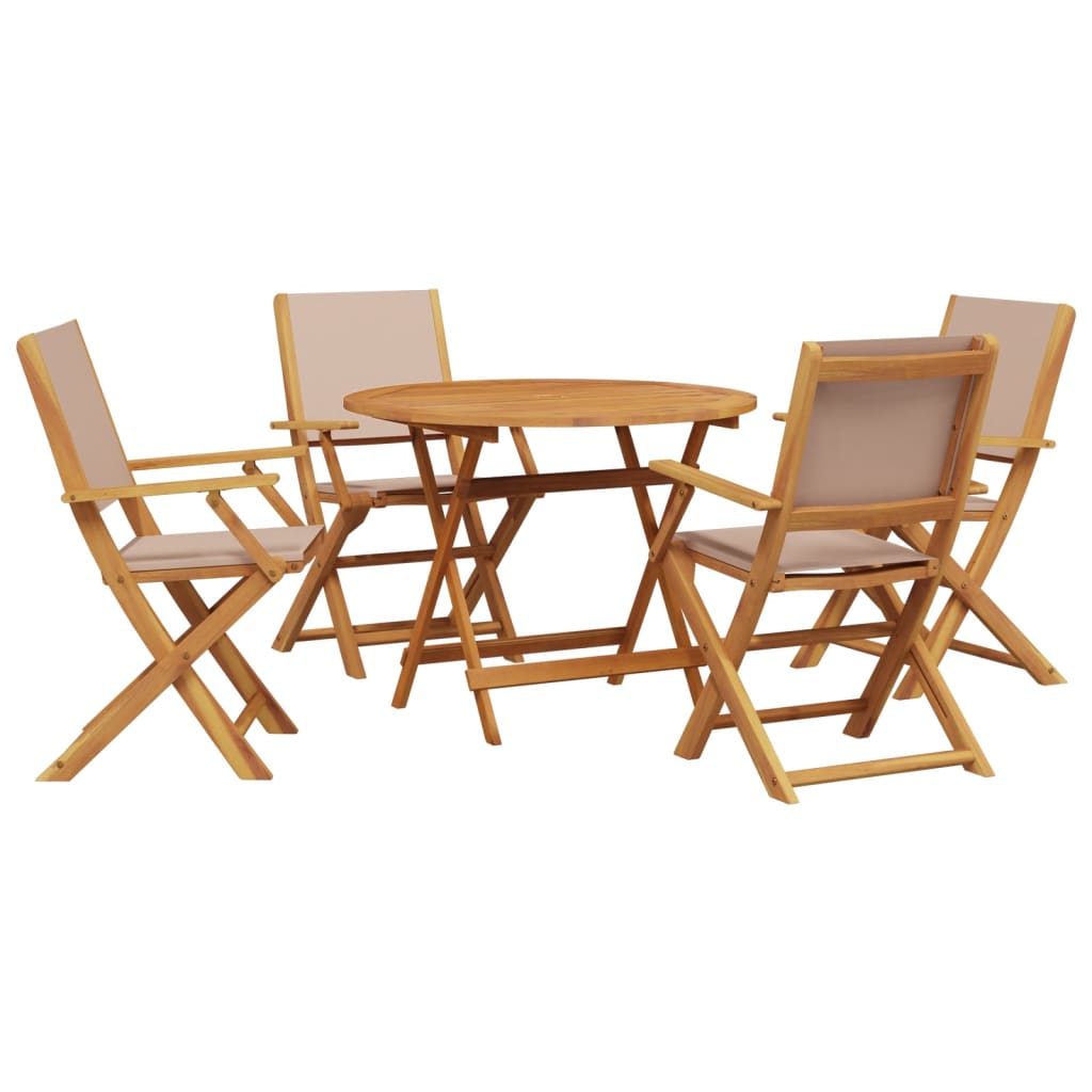 vidaXL 5 Piece Garden Dining Set Taupe Fabric and Solid Wood 2