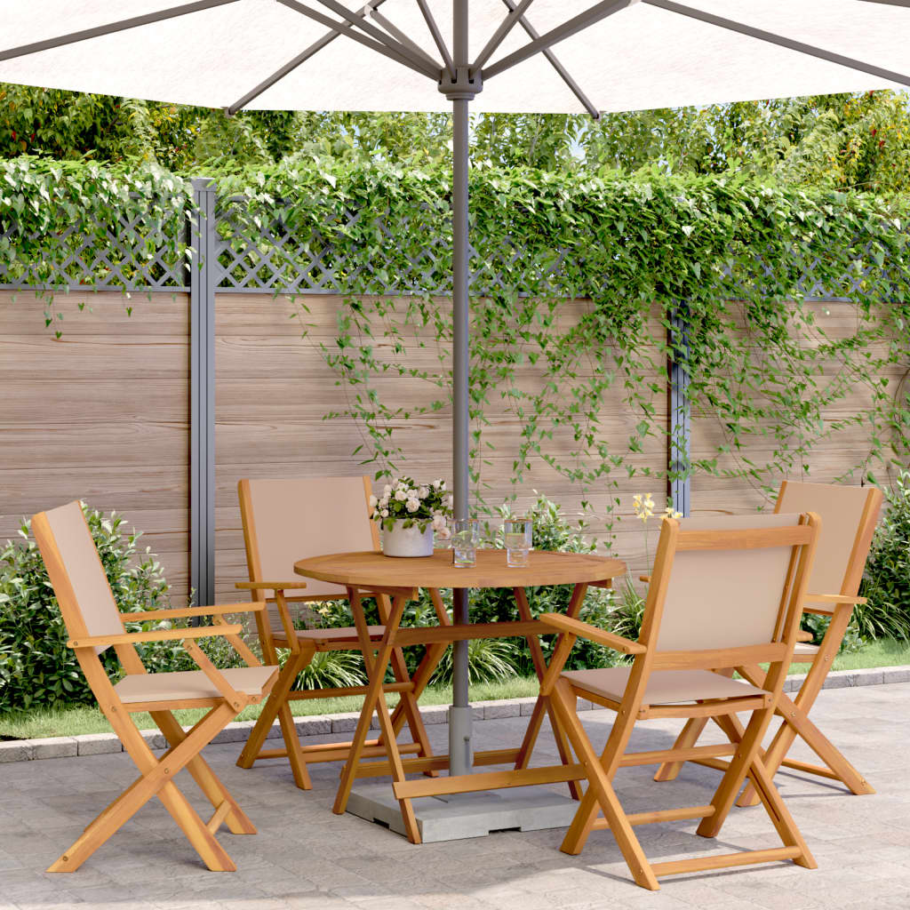 vidaXL 5 Piece Garden Dining Set Taupe Fabric and Solid Wood 1