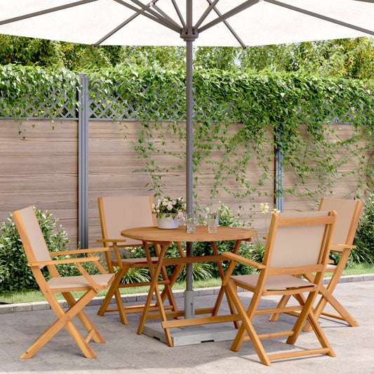 3 Piece Bistro Set Fabric and Solid Wood Taupe 90 x 75 cm