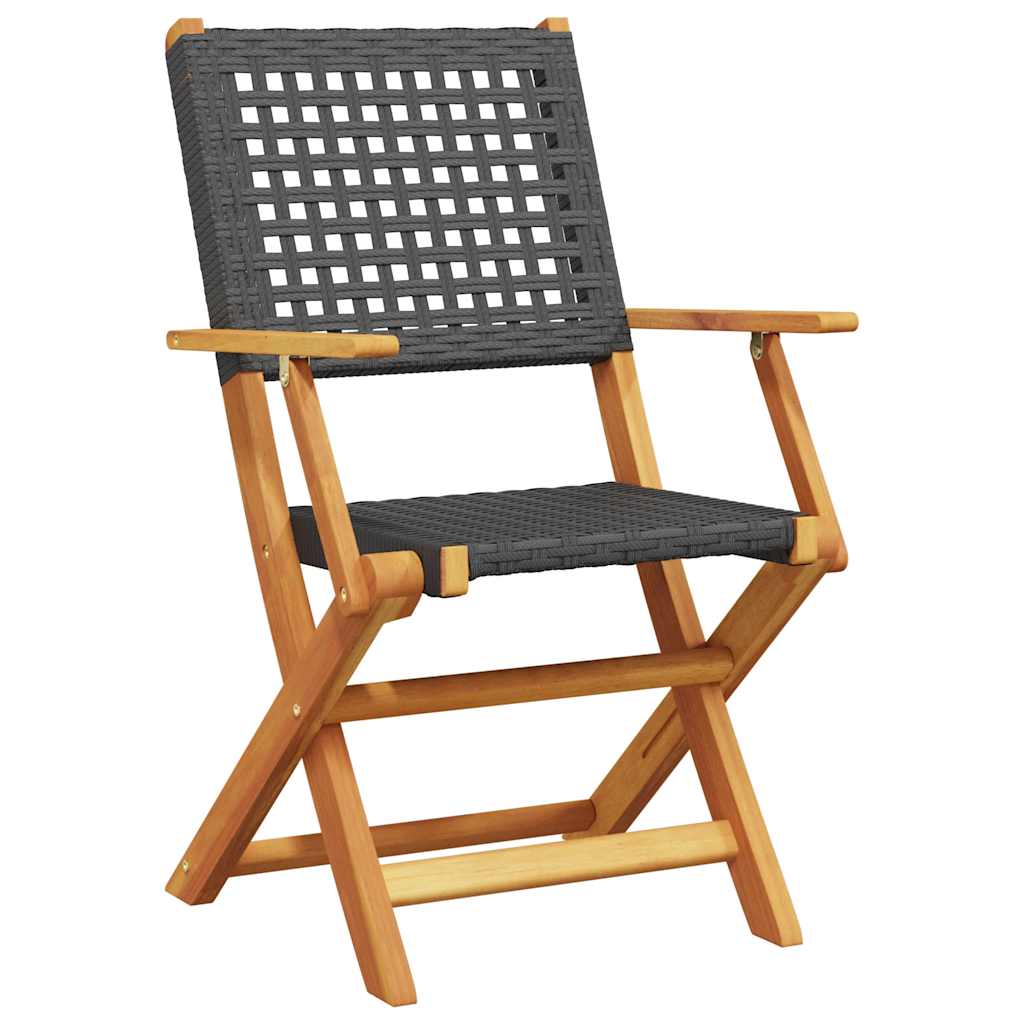 vidaXL 5 Piece Garden Dining Set Black Poly Rattan and Solid Wood 3
