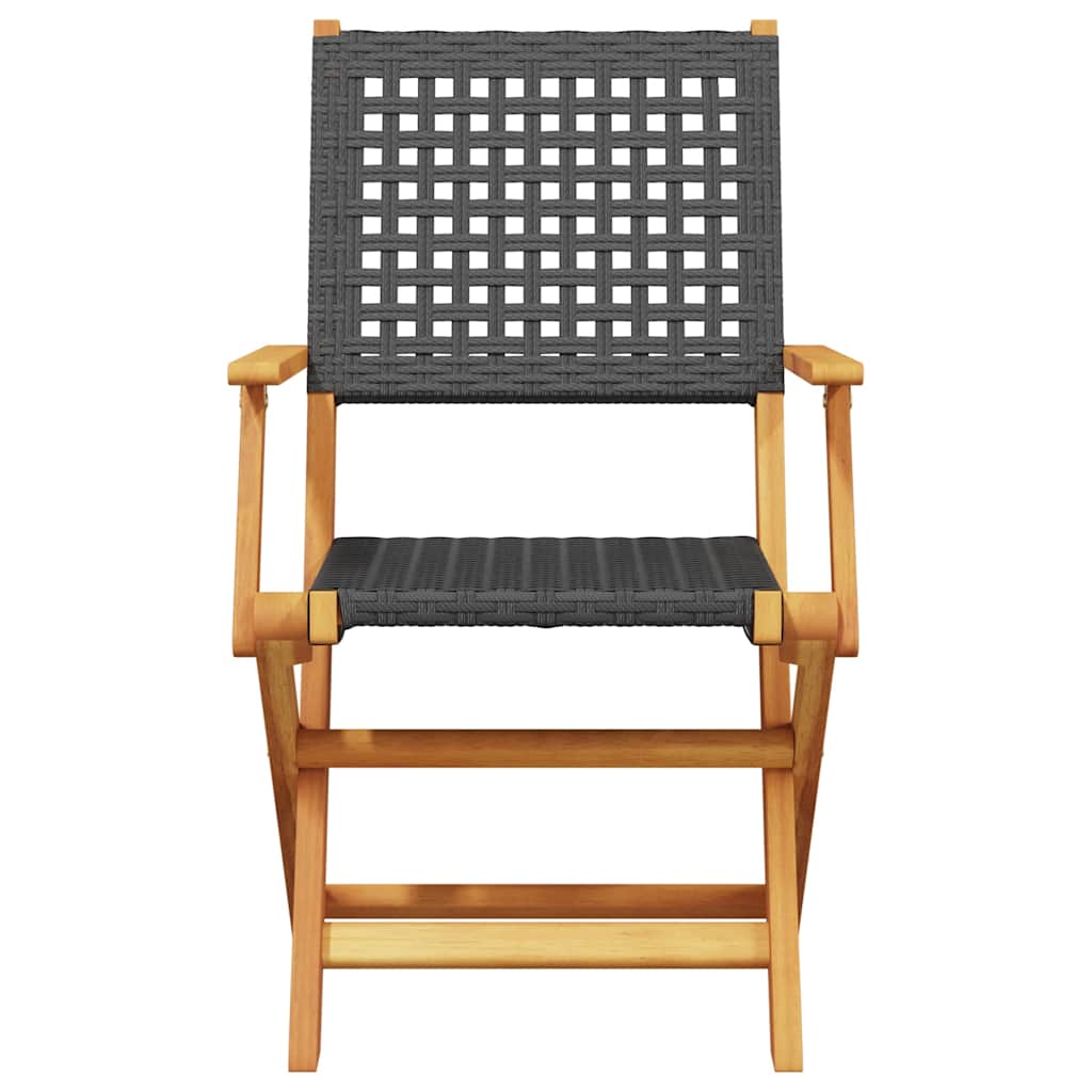 vidaXL 5 Piece Garden Dining Set Black Poly Rattan and Solid Wood 4