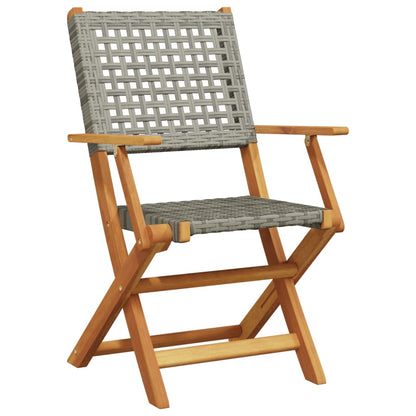 vidaXL 5 Piece Garden Dining Set Grey Poly Rattan and Solid Wood 3