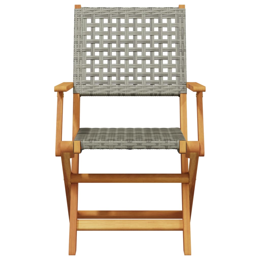 vidaXL 5 Piece Garden Dining Set Grey Poly Rattan and Solid Wood 4