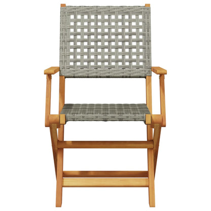 vidaXL 5 Piece Garden Dining Set Grey Poly Rattan and Solid Wood 4