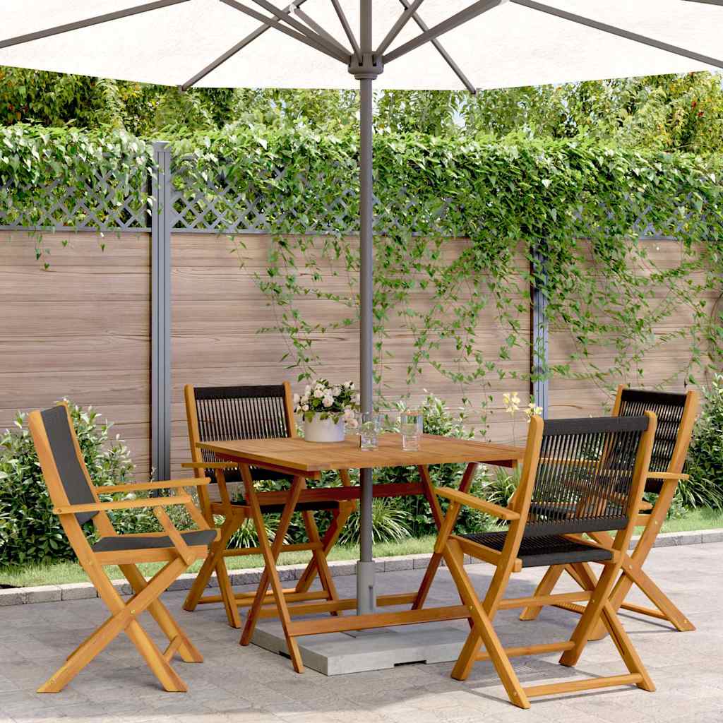 vidaXL 5 Piece Garden Dining Set Black Polypropylene and Solid Wood 1