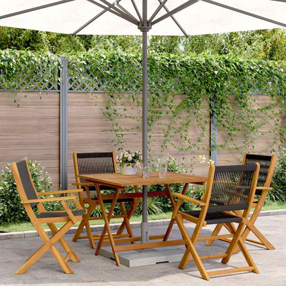 vidaXL 5 Piece Garden Dining Set Black Polypropylene and Solid Wood 1