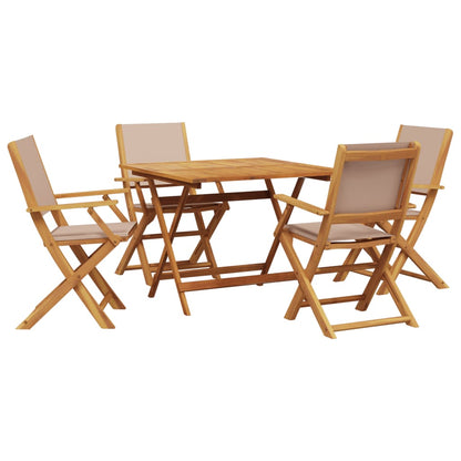 vidaXL 5 Piece Garden Dining Set Taupe Fabric and Solid Wood 2