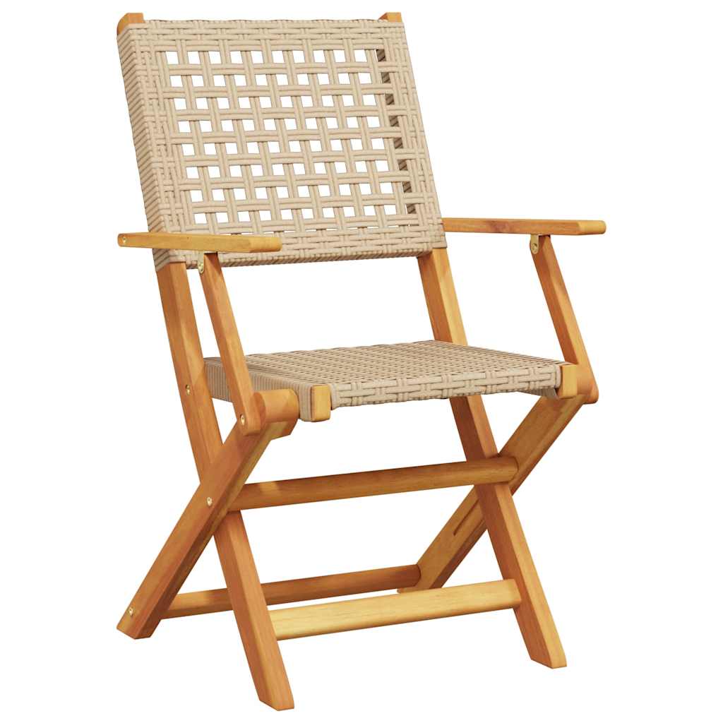 vidaXL 3 Piece Bistro Set Beige Poly Rattan and Solid Wood 3