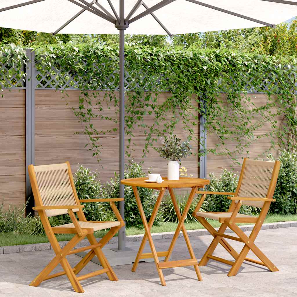 vidaXL 3 Piece Bistro Set Beige Polypropylene and Solid Wood 1