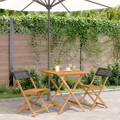 vidaXL 3 Piece Bistro Set Poly Rattan and Solid Wood