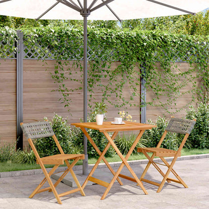 vidaXL 3 Piece Bistro Set Poly Rattan and Solid Wood