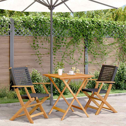 vidaXL 3 Piece Bistro Set Poly Rattan and Solid Wood
