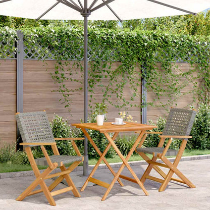 vidaXL 3 Piece Bistro Set Poly Rattan and Solid Wood