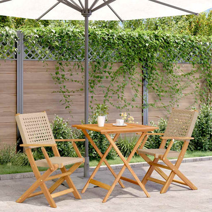 vidaXL 3 Piece Bistro Set Beige Poly Rattan and Solid Wood 1