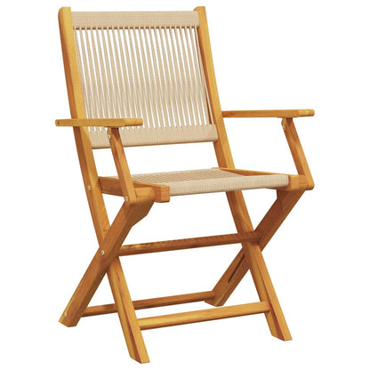 vidaXL 3 Piece Bistro Set Beige Polypropylene and Solid Wood 5
